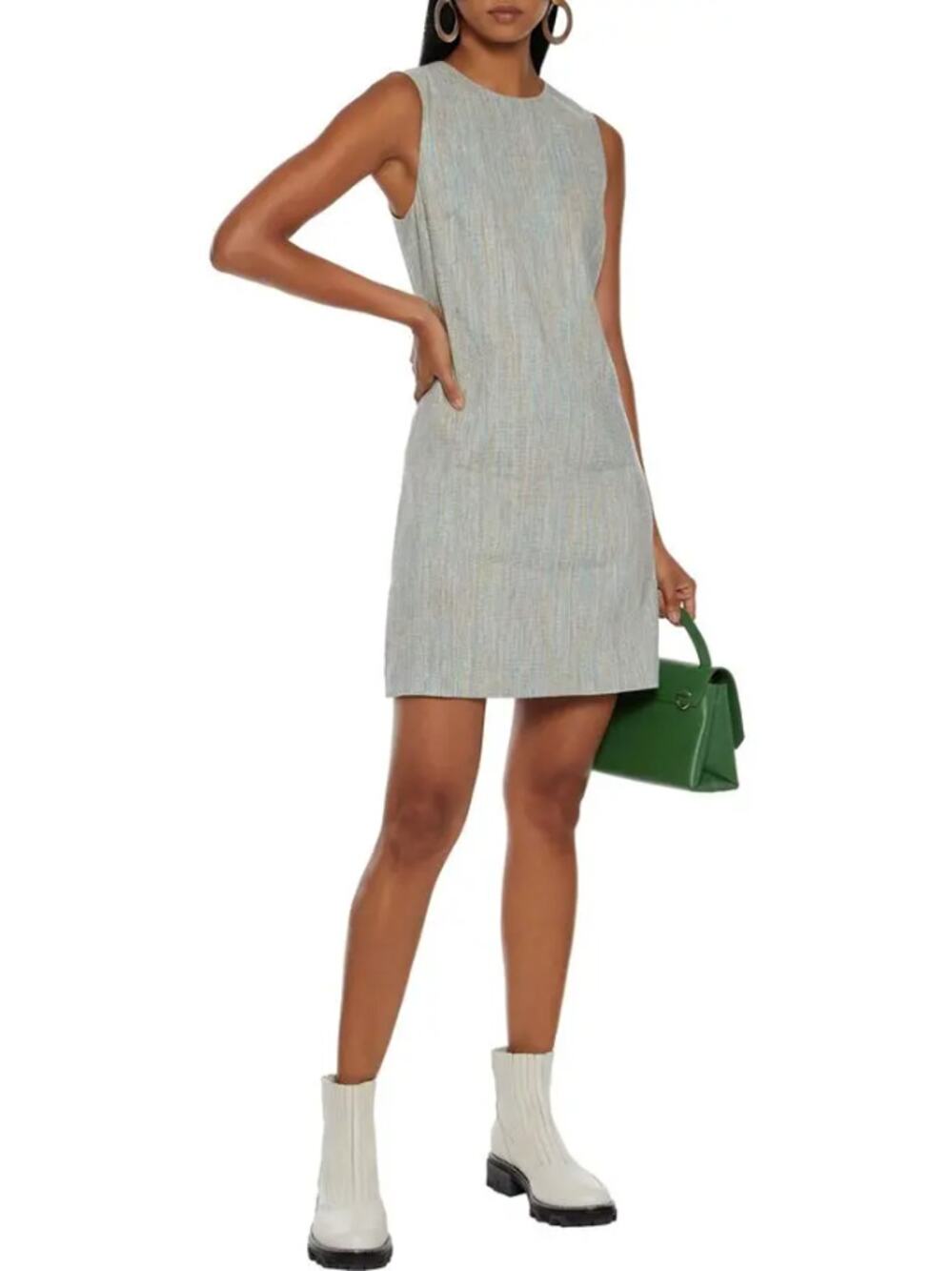Theory Light Gray Sleeveless Textured Mini Dress